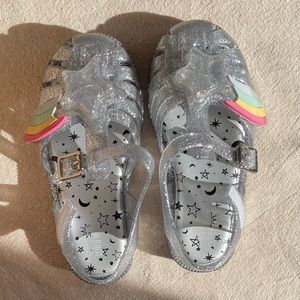 Mini Melissa Posession sparkly silver jellies size 10